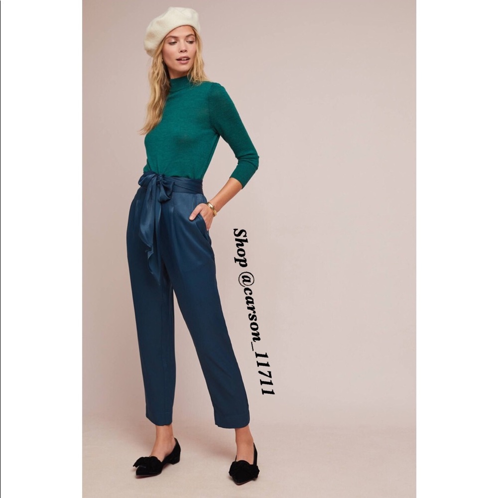 NWT Anthropologie Satin Tie-Waist Pants 4 - Picture 3 of 4